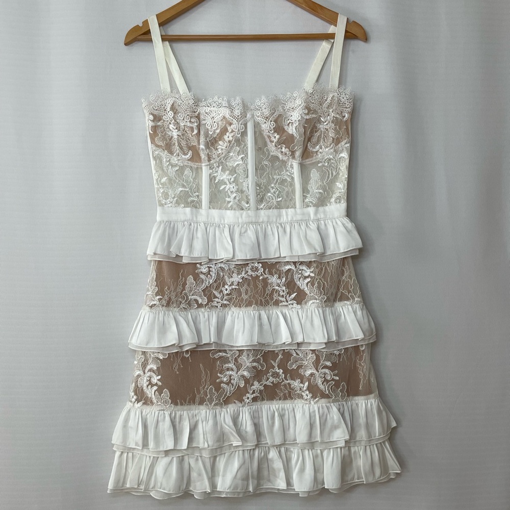 V. Chapman Ivory Lace Mini Dress - Picture 2 of 9